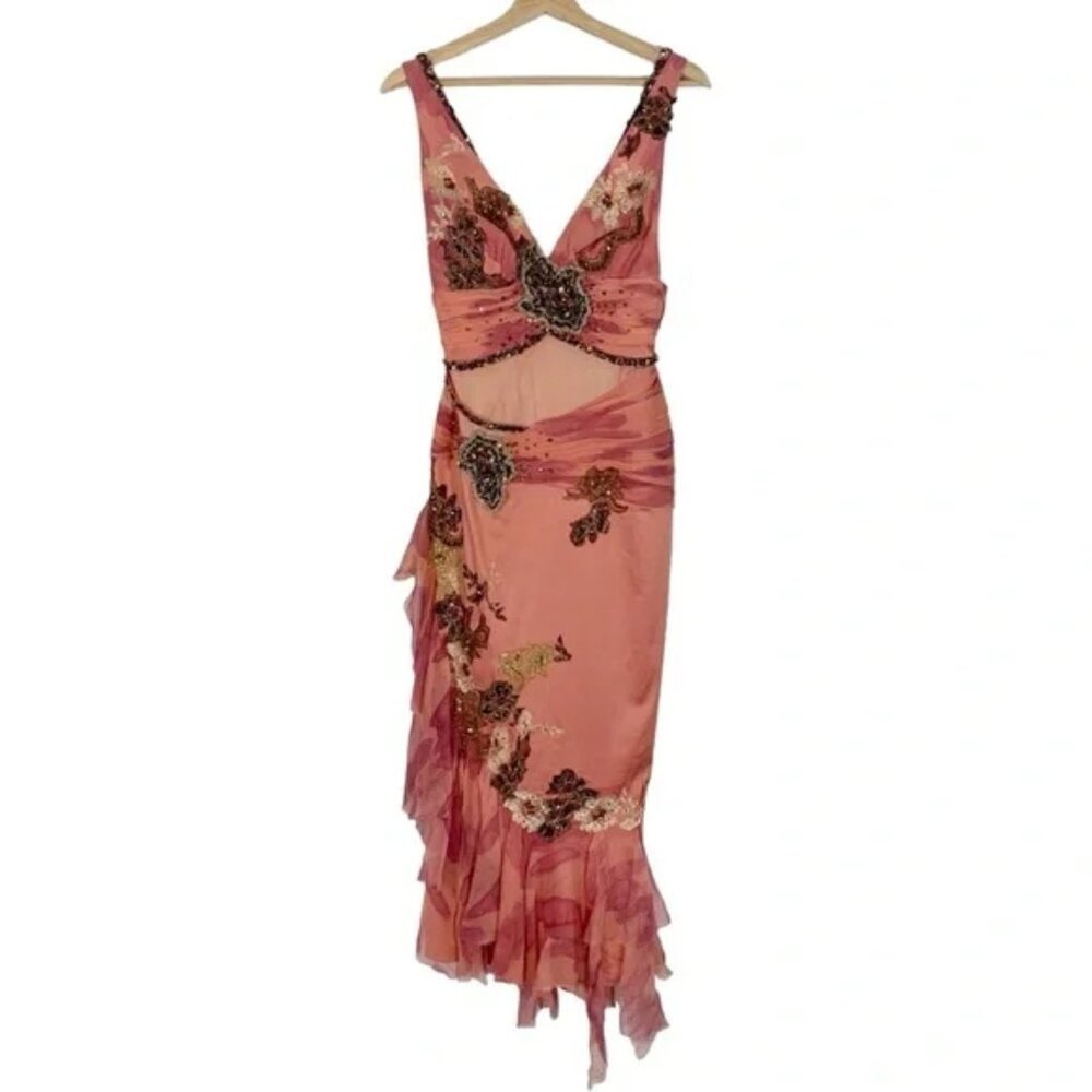 Mandalay Evening Cocktail Silk Midi Dress Size 4 NWT - Picture 1 of 8